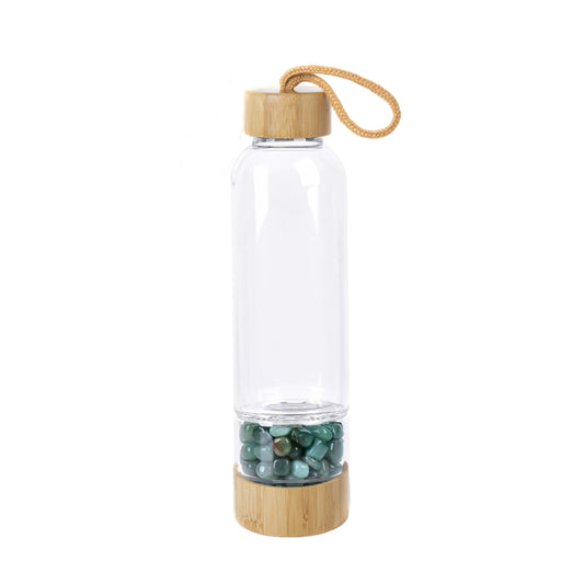 Crystal Infused Bamboo Water Bottle with Natural Aventurine Stone - Stay Hydrated 💧