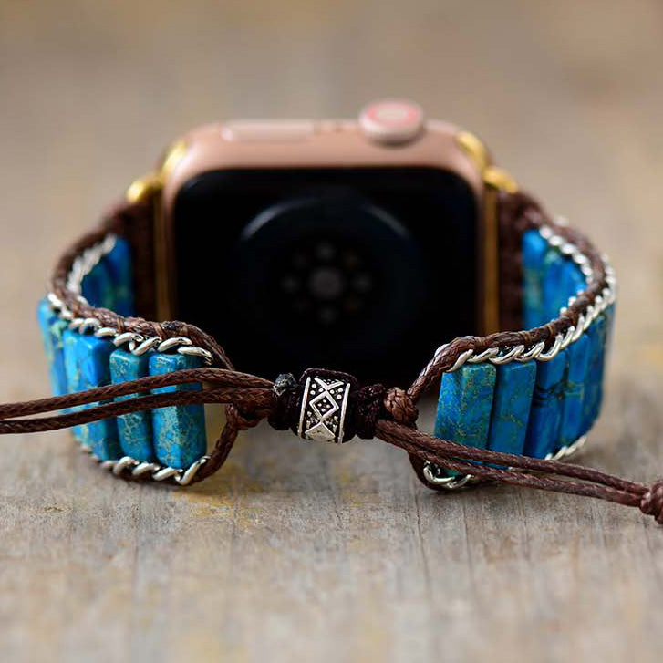 Handmade Blue Jasper Stone Apple Watch Straps 38-45MM