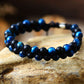 Handmade Natural Blue Tigers Eye and Onyx Braided Bracelet 7.3-10.3 Inches