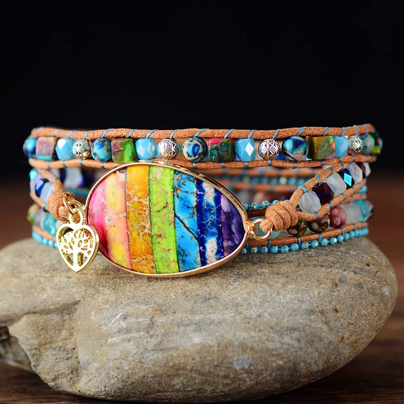 Handmade Multilayers Chakra Crystal Bracelet 19.7 inches + 3 closures