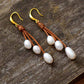 Handmade Fresh Water Pearl and Leather Earrings