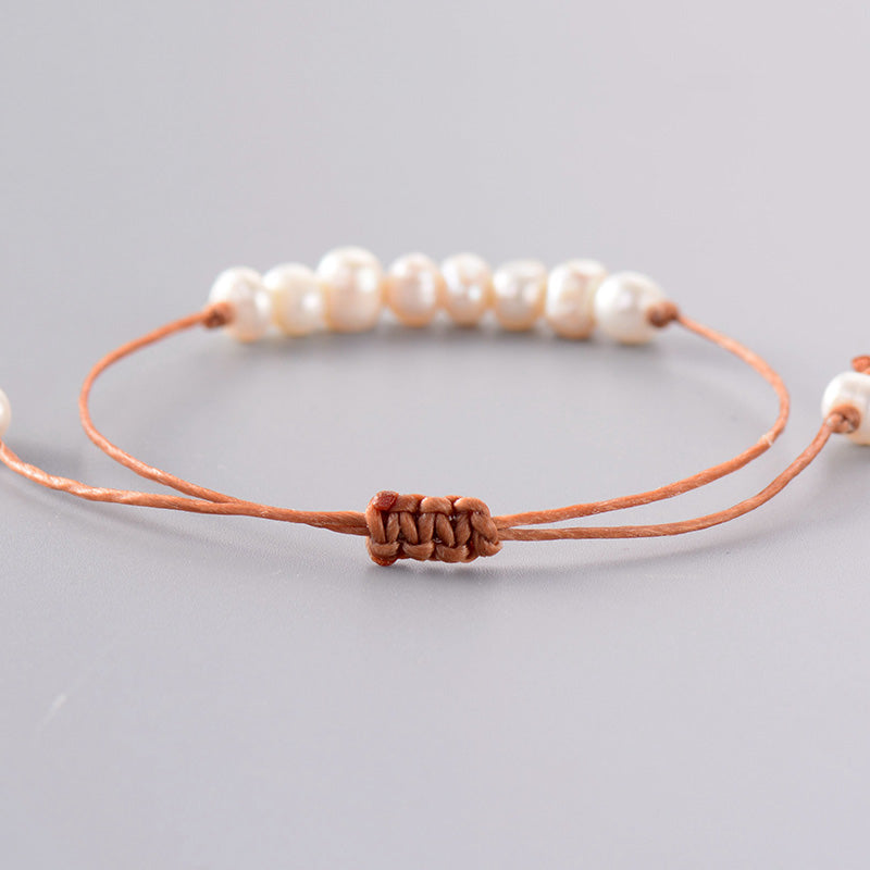 Handmade Natural Fresh Water Pearl Adjustable String Bracelet