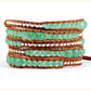 Handmade Natural Aventurine Leather Bracelet - 32.5 Inches + 3 Closures