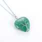 Natural Aventurine Stone with a Tree of Life Wrapped Heart Necklace