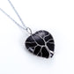 Natural Obsidian Stone with a Tree of Life Wrapped Heart Necklace