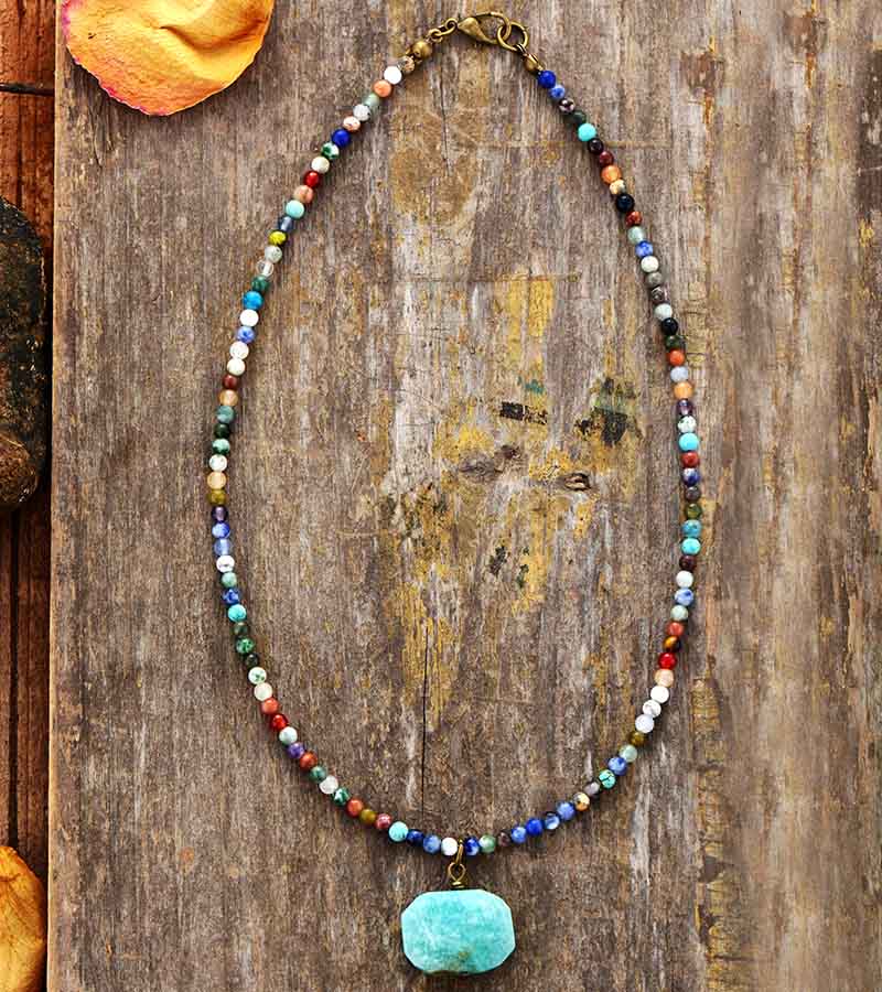 Handmade Amazonite Pendant Choker Necklace