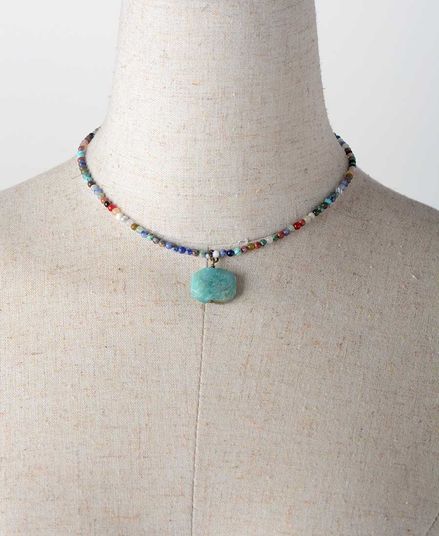 Handmade Amazonite Pendant Choker Necklace