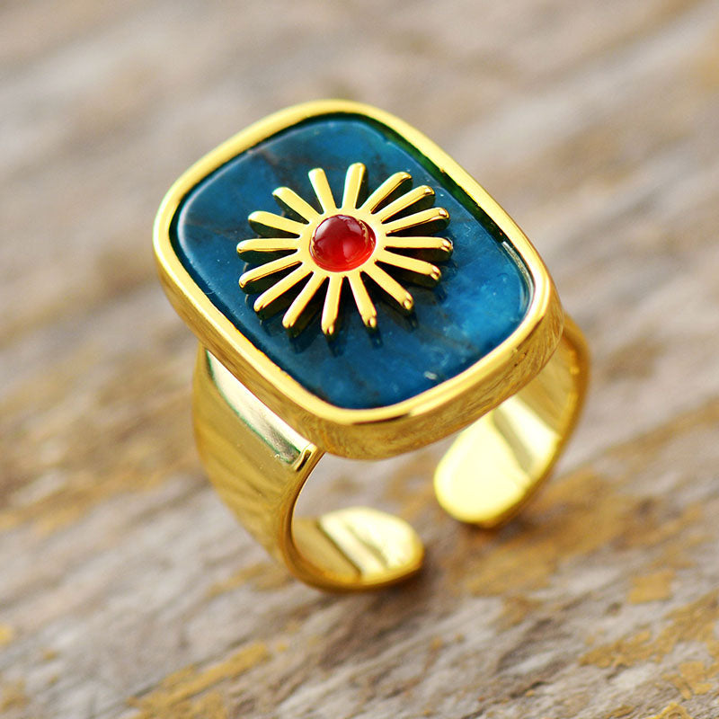Handmade Apatite Resizable Sun Ring
