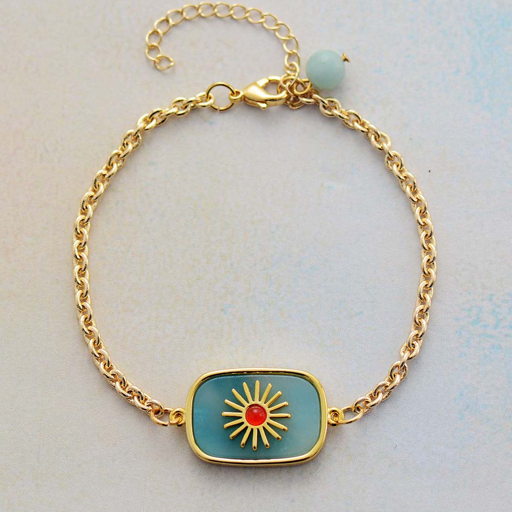 Handmade Amazonite Sun Charm Bracelet