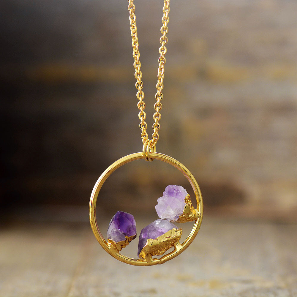 Handmade Amethyst and Gold Plated Chain Necklace