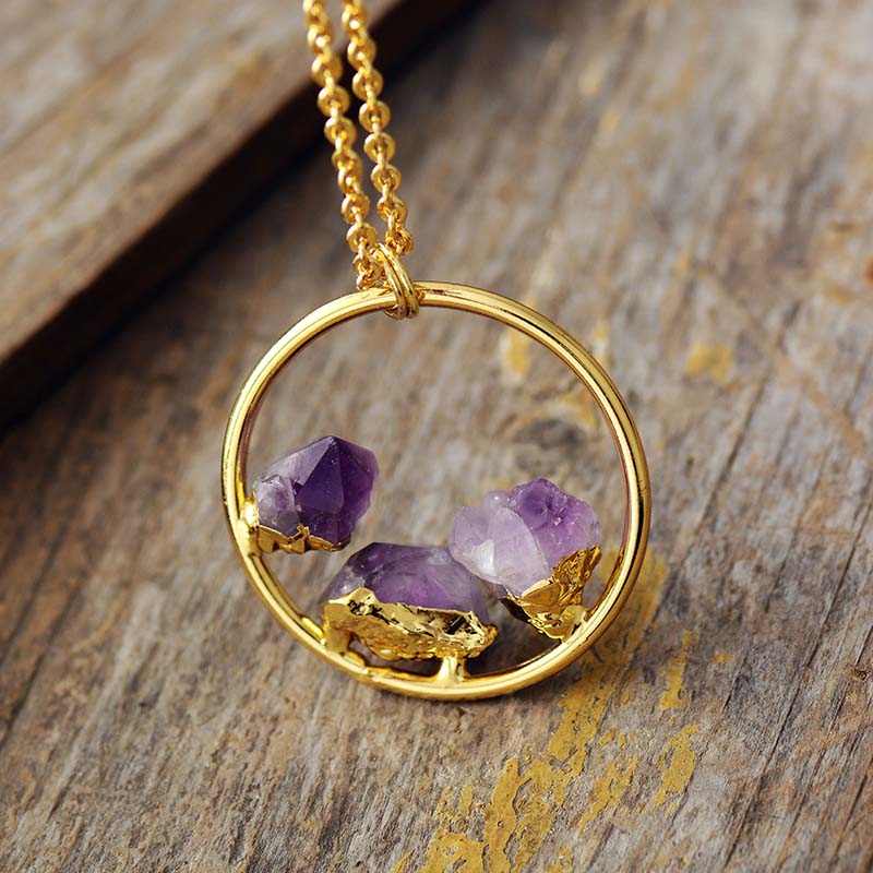Handmade Amethyst and Gold Plated Chain Necklace