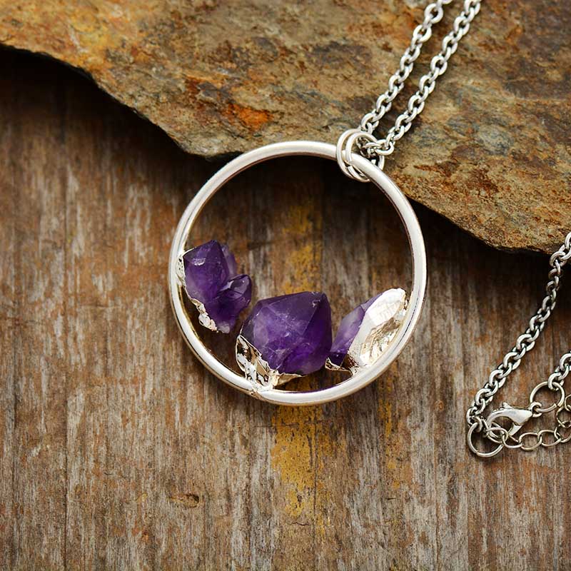 Handmade Amethyst and Silver Plated Chain Necklace