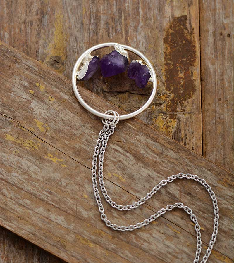 Handmade Amethyst and Silver Plated Chain Necklace