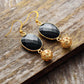 Handmade Black Onyx and Gold Dangle Earrings