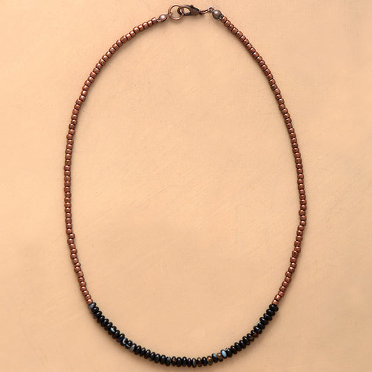 Handmade Black Onyx and Seed Bead Necklace