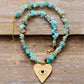 Handmade Chunky Amazonite Heart Pendant Choker Necklace