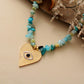 Handmade Chunky Amazonite Heart Pendant Choker Necklace