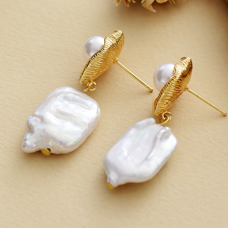 Handmade Fresh Water Baroque Pearl Stud Earrings