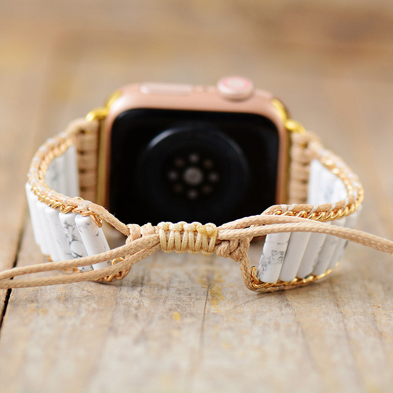Handmade Howlite Apple Watch Straps with Vegan Rope