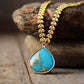 Handmade Jasper Teardrop Pendant Necklace with a gold plated chain