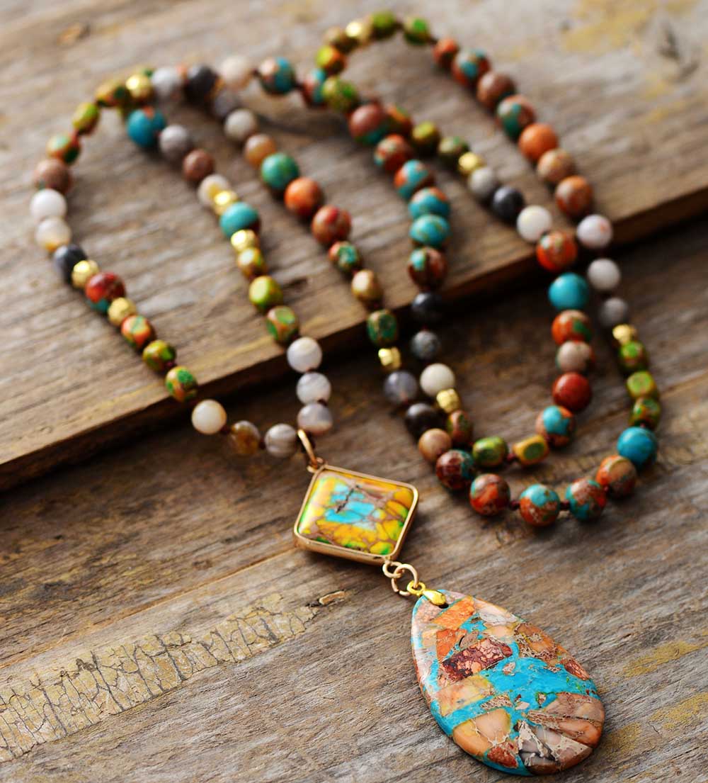 Handmade Jasper and Agate Antique Charm Pendant Necklace