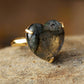 Handmade Labradorite Adjustable Heart Ring