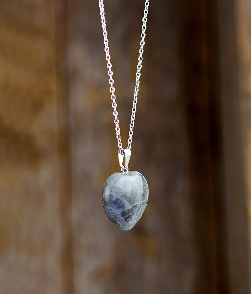 Handmade Labradorite Heart Shaped Necklace