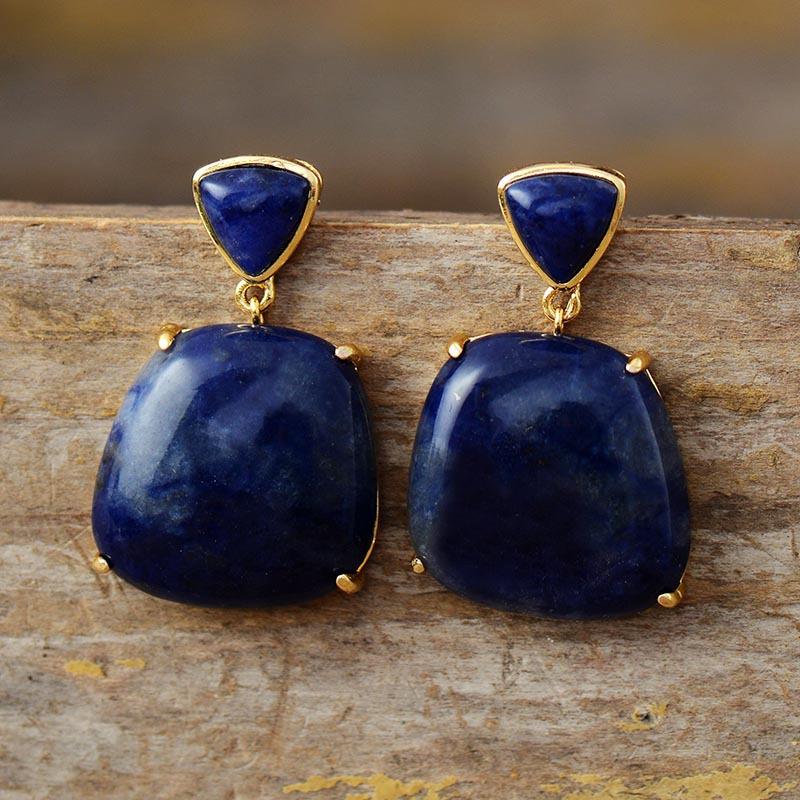 Handmade Lapis Lazuli Bold Stud Earrings