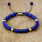 Handmade Lapsi Lazuli Eye Disc Cord Adjustable Bracelet