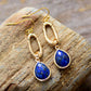 Handmade Lapis Lazuli Elegant Hoop Dangle Earrings