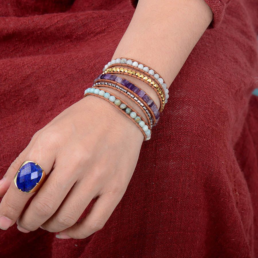 Handmade Lapis Lazuli Resizable Gold Plated Ring