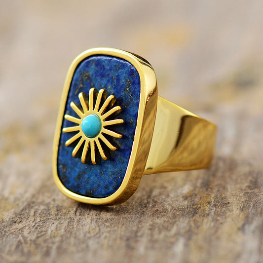 Handmade Lapis Lazuli Resizable Sun Ring