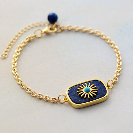 Handmade Lapis Lazuli Sun Charm Bracelet
