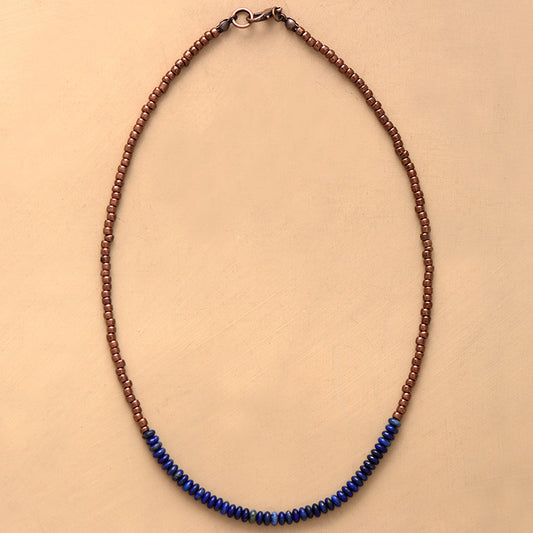 Handmade Lapis Lazuli and Seed Bead Necklace