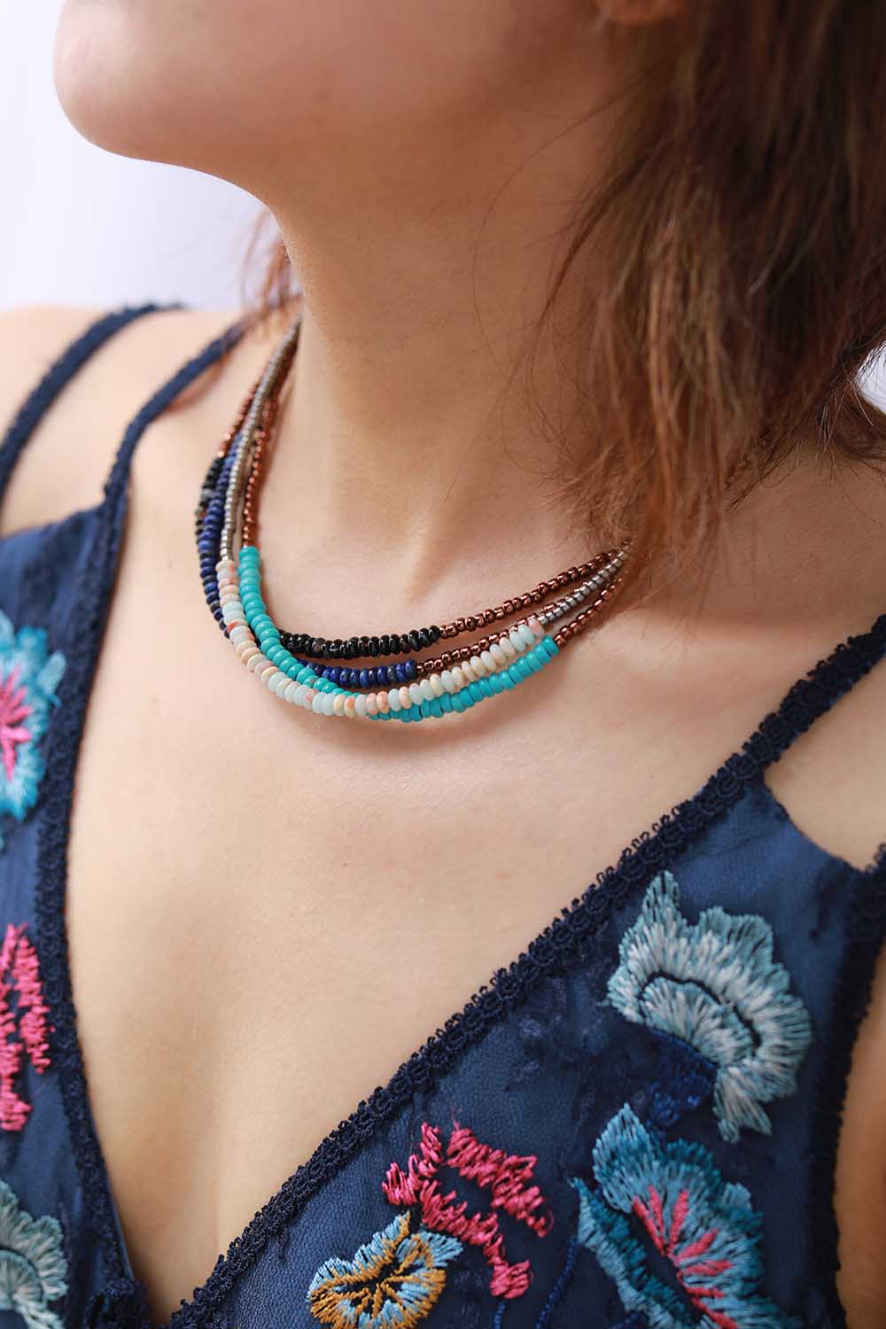 Handmade Turquoise and Seed Bead Necklace