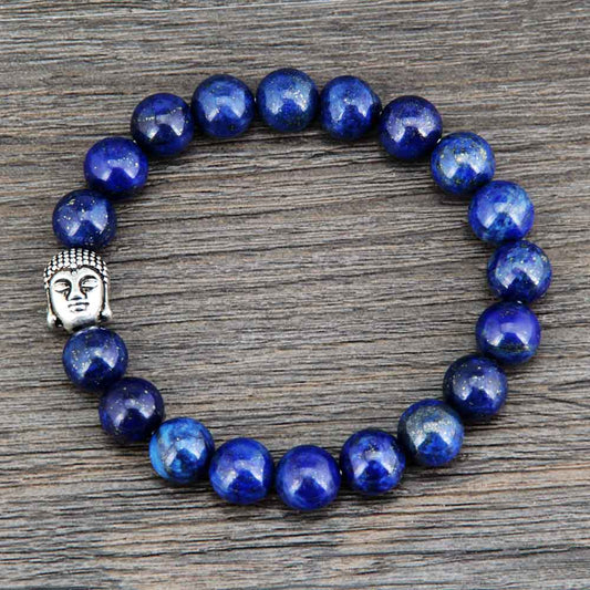 Handmade Luxury Lapis Lazuli Buddha 8MM Beads Bracelet