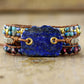 Handmade Natural Lapis Lazuli Center and Jasper Beaded Wrap Bracelet