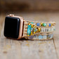 Handmade Oynx, Jasper and Rhinestone Apple Watch Bracelet