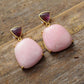 Handmade Pink Jasper Bold Stud Earrings