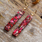 Handmade Red Imperial Jasper Dangle Earrings with a Gold Heart