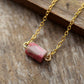 Handmade Rhodonite Hexagon Charm and Gold Plated Necklace
