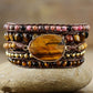 Handmade Rhodonite and Tigers Eye 5 Wrap Bracelet - 32.5 Inches