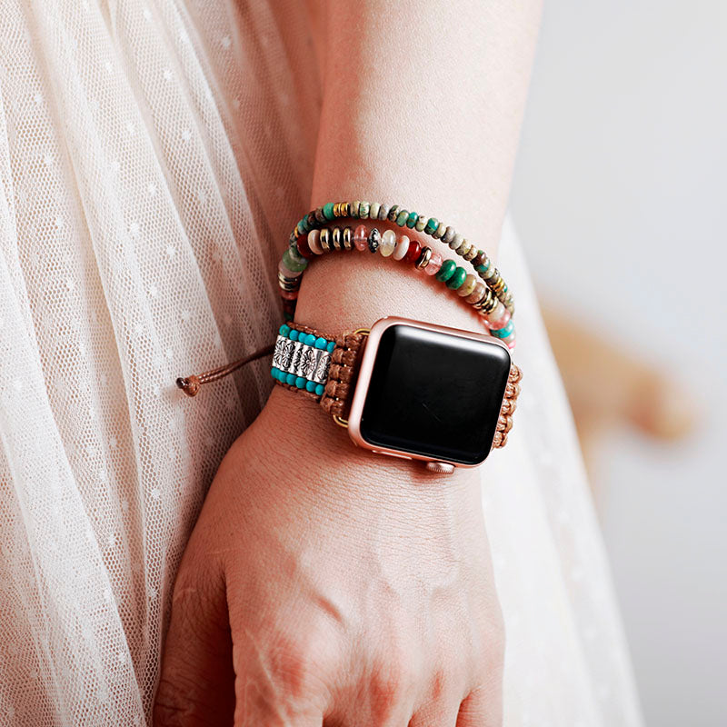 Handmade Turquoise Beaded Apple Watch Bracelet