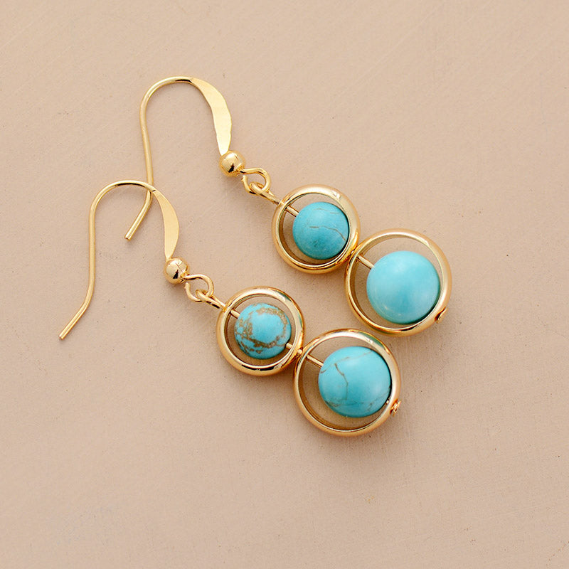 Handmade Turquoise Hoop Dangle Earrings
