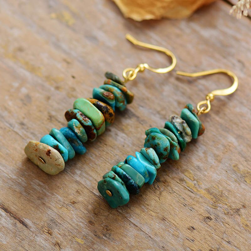 Handmade Turquoise Stacked Dangle Earrings