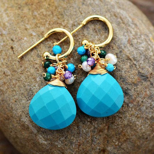 Handmade Turquoise Teardrop Dangle Earrings