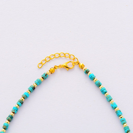 Handmade Jasper, Turquoise and Gold Bead Choker Necklace