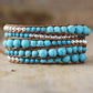 Handmade Turquoise and Metal Wrap Bracelet - 32.5 Inches + 3 Closures