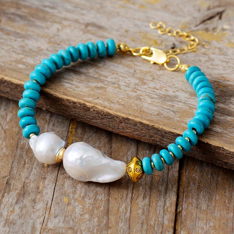 Handmade Turquoise and Pearl Bracelet