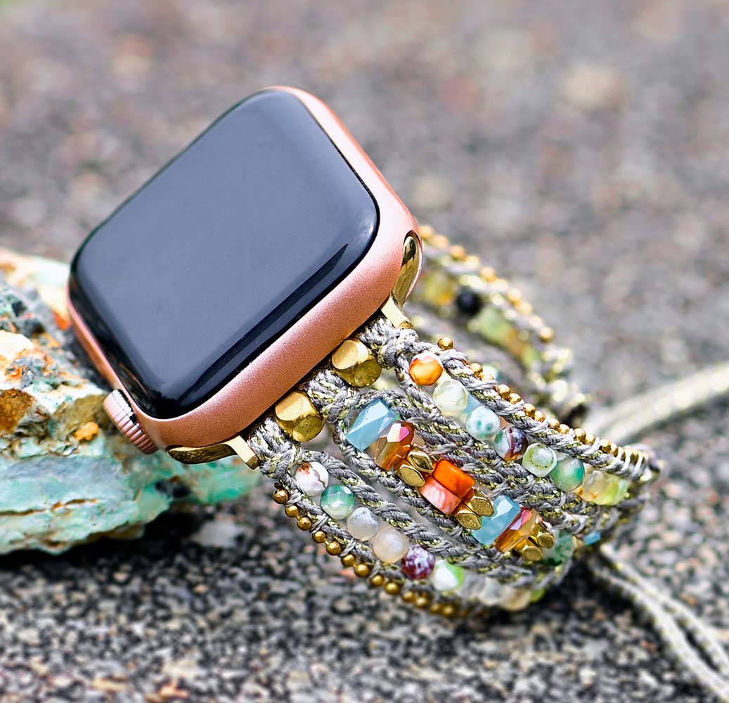 Handmade Hemitates, Agate and Emperor Stones Apple Watch Bracelet